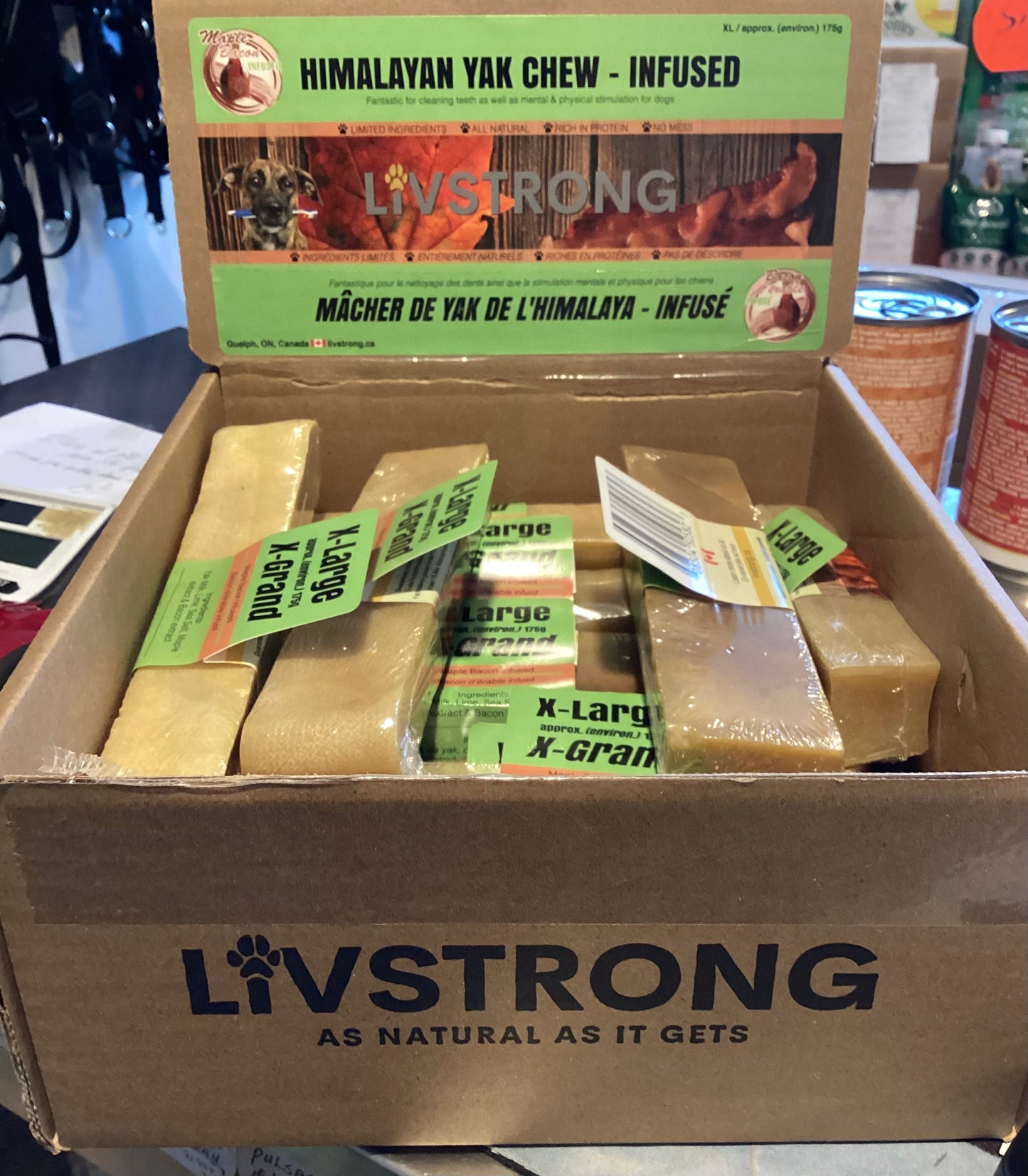 FROMAGE DE YAK DE L'HIMALAYEN LIVSTRONG INFUSÉ À L'ÉRABLE BACON POUR CHIEN