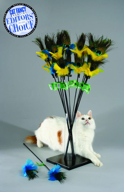 Jouet Agace Chat avec Plumes de Paon