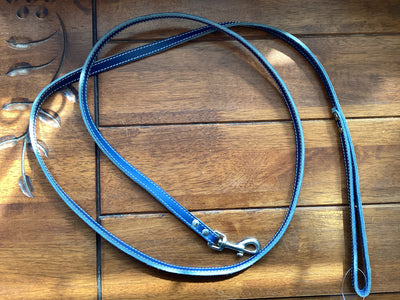 Laisse 1/2" X 72" pour chien, cuir pleine fleur Simple épaisseur piqué blanc