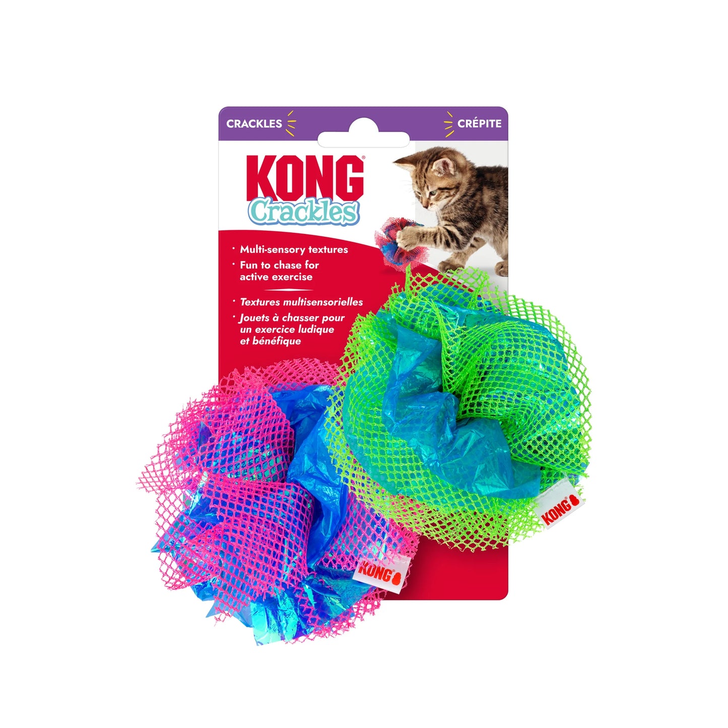 Jouets pour Chats'Crackles Fluff' , lot de 2, couleurs assorties