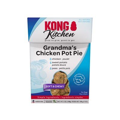 Gâterie moelleuse Kong ( grandma's chicken pot pie) poulet, patate douce et petits pois
